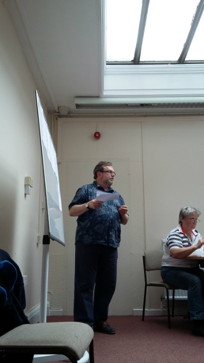 The theory session on the South-East District Stedman Triples Course at La Tour Cycle Cafe.