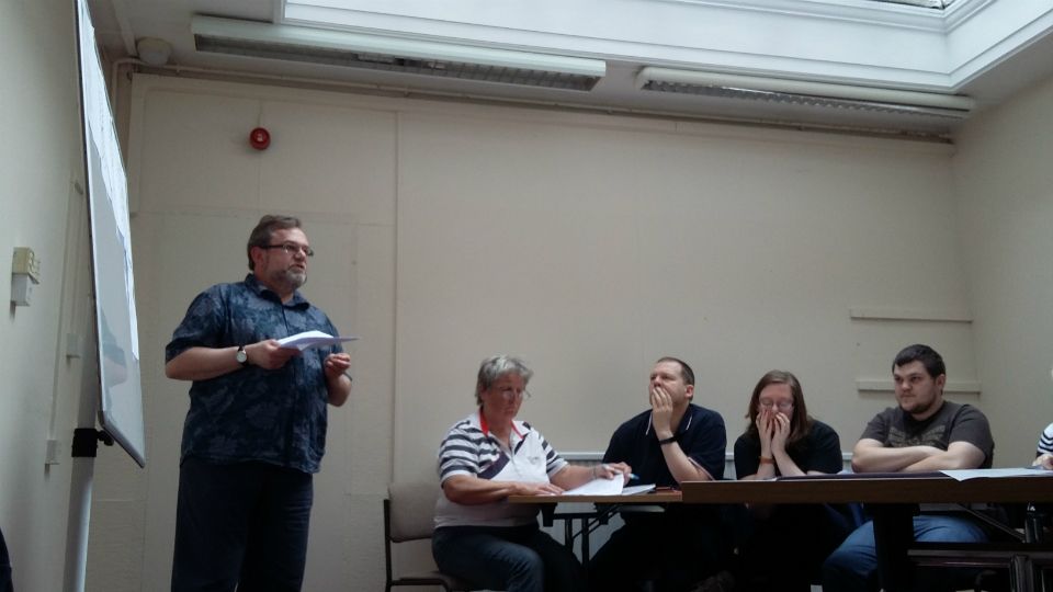 The theory session on the South-East District Stedman Triples Course at La Tour Cycle Cafe.