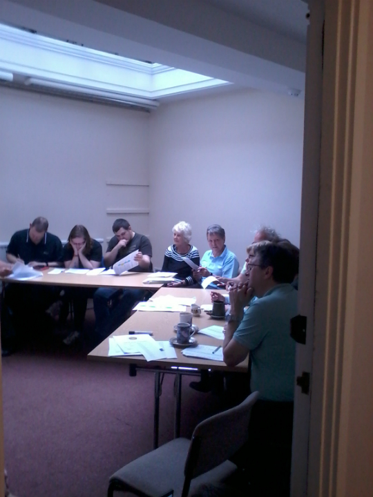 The theory session on the South-East District Stedman Triples Course at La Tour Cycle Cafe.