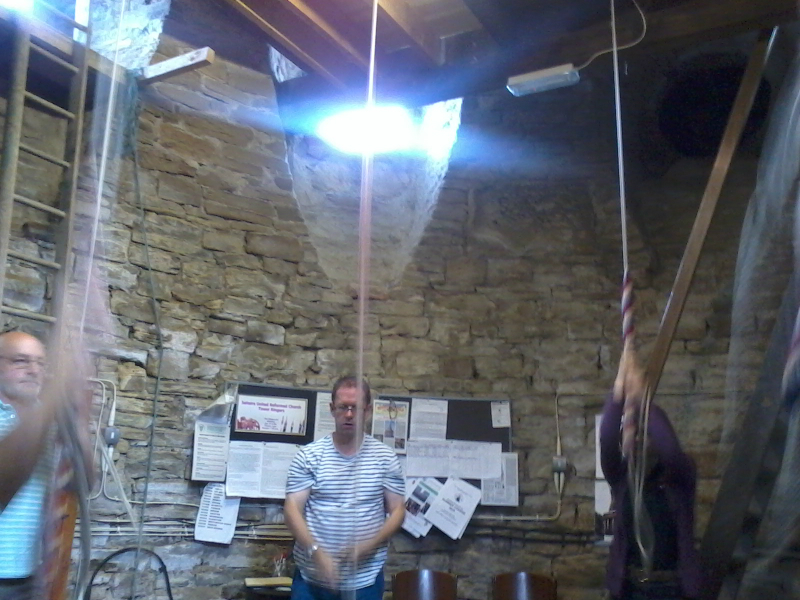 Ringing at Saltaire, l to r - Geoff Wells, Andrew Blacklock & Janet Dew.
