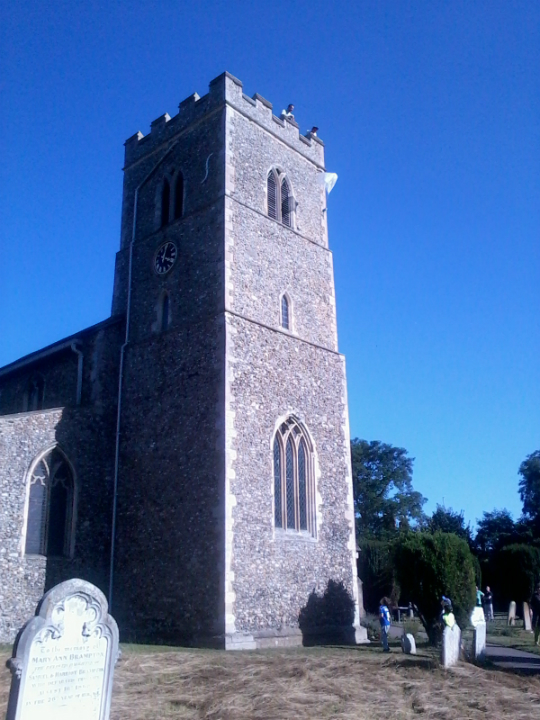 Mason awaits the arrival of another falling teddy.