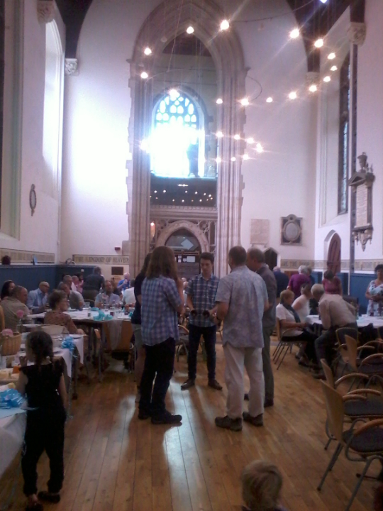 Handbell ringing at St Lawrence for George and Diana Pipe's Diamond Wedding Anniversary.