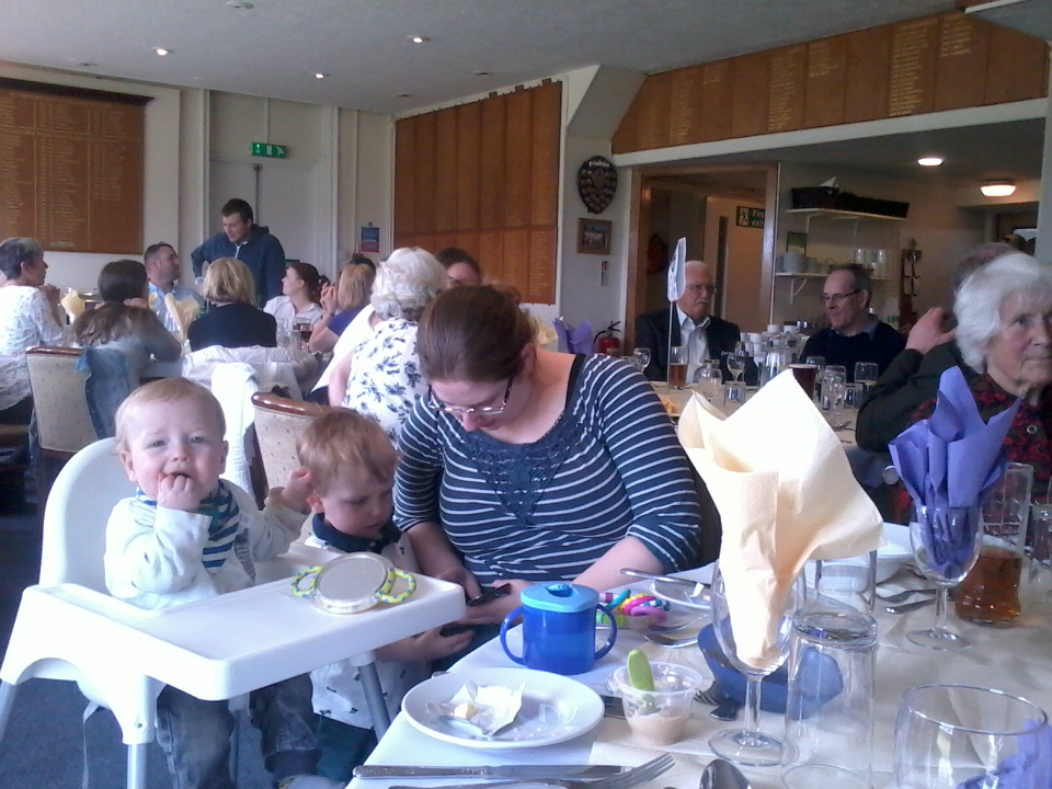  Joshua and Alfie with Ruthie at the St Mary-le-Tower Dinner.
