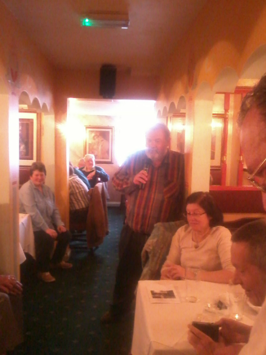 Stephen Pettman speaks at his celebratory curry at Bombay Nite.