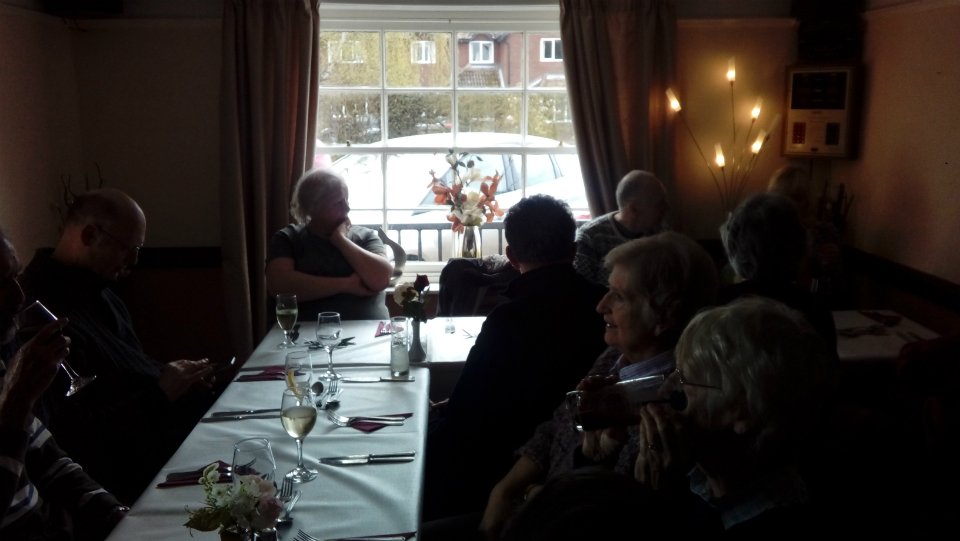 Lunch at The King's Head in Stutton on the Woodbridge Ringers' Outing.