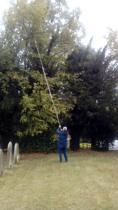 Local ringer Phil Jones retrieving a stranded teddy.