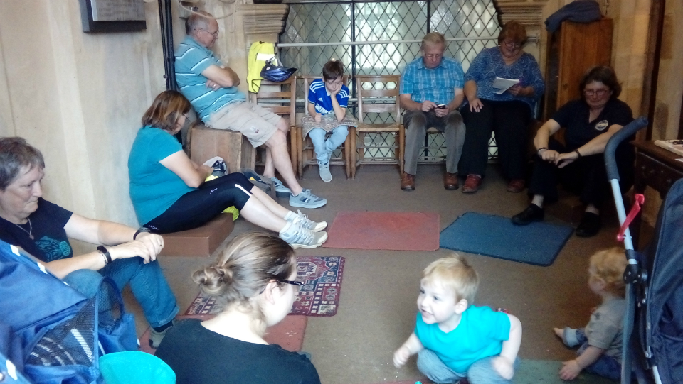 Ringers and hangers on occupying themselves in Ufford's ringing chamber during the wedding.