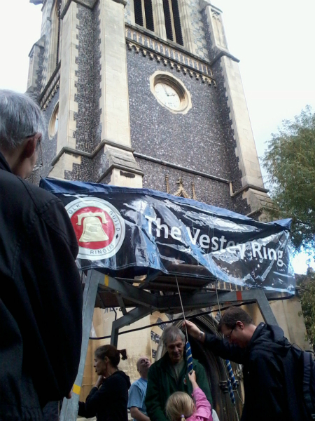 The Vestey Ring outside St Mary-le-Tower for the Tower Open Day.