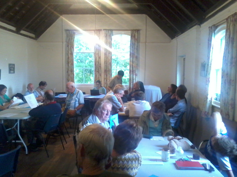 Awaiting the start of the South-East Quarterly Meeting in Winston Village Hall.