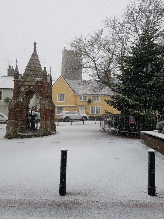 St Mary the Virgin church and Market Hill in Woodbridge.