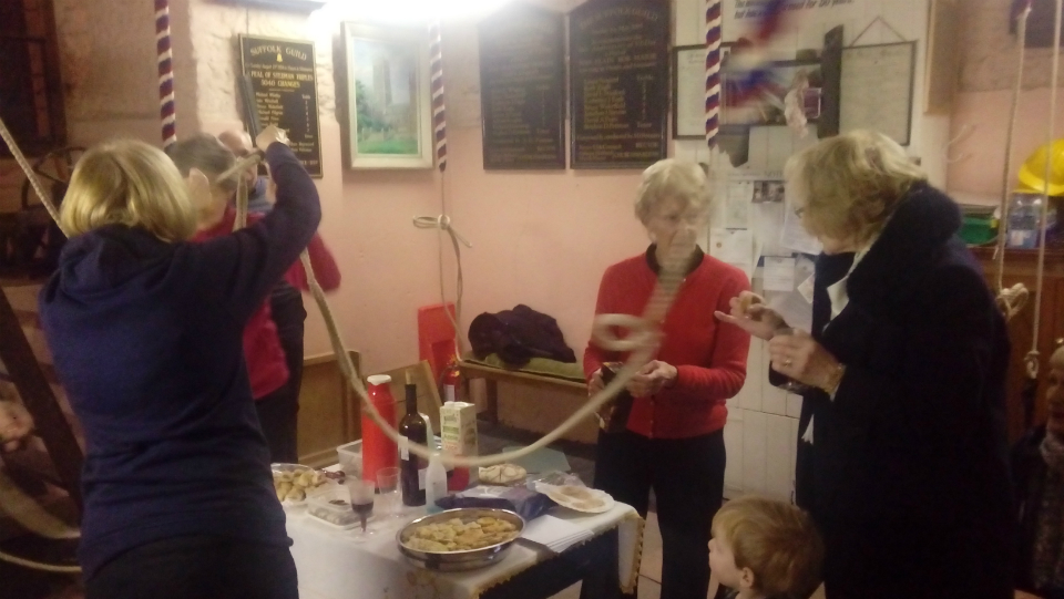 Tucking into the refreshments at Woodbridge practice.