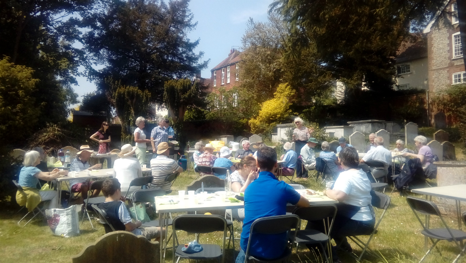 St Mary's Woodbridge BBQ being enjoyed in glorious sunshine!