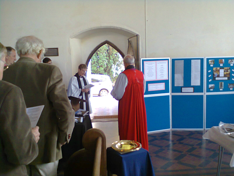 Clare Saunders and John Waine dedicate the bells at Clopton.