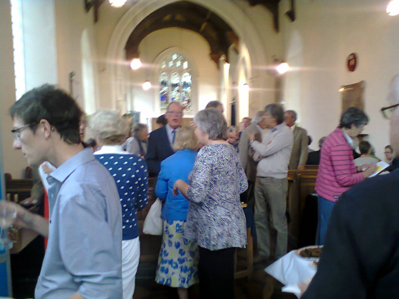  The crowds mingle after the service of thanksgiving at Clopton.
