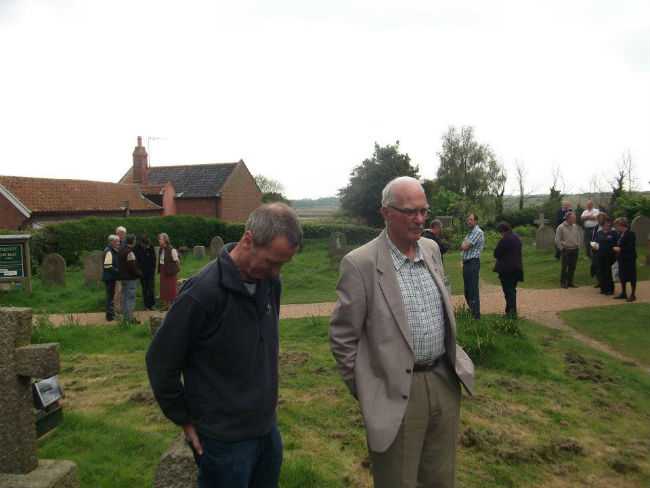 Mike Whitby & George Pipe listening to the ringing at Blythburgh.