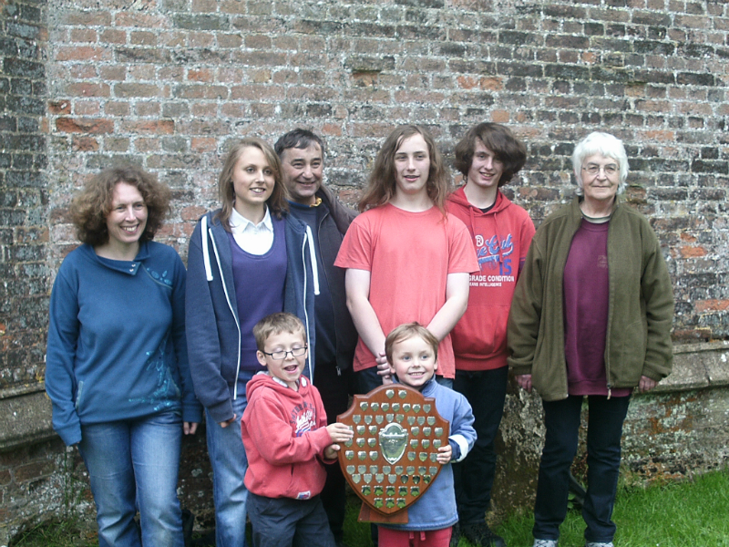 The band from The Wolery which won the Mitson Shield, and their hangers on. Back row, l to r; Katharine Salter, Clare Veal, David Salter, Colin Salter, George Salter & Mary Dunbavin. Front row, l to r; Mason & Henry. The band from The Wolery which won the Mitson Shield, and their hangers on. Back row, l to r; Katharine Salter, Clare Veal, David Salter, Colin Salter, George Salter & Mary Dunbavin. Front row, l to r; Mason & Henry.
