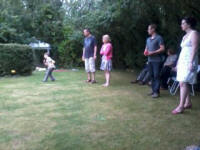 Mason, Ralph & Tessa Earey, Will Goodchild and Maggie Ross playing boules.