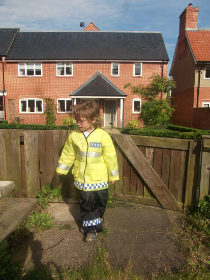 Mason in his policeman's outfit.