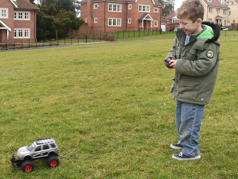 Mason enjoying his monster truck!