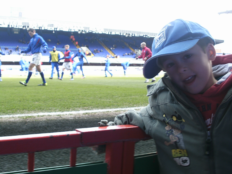 Mason before kick-off of his first proper Ipswich Town match.