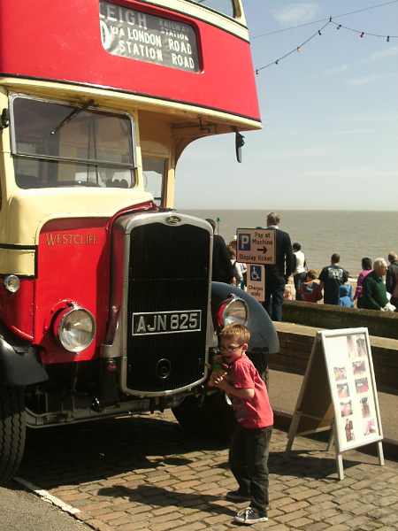 Mason taking in all the old buses on Felixstowe seafront!