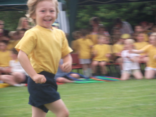 Mason enjoying his first race.