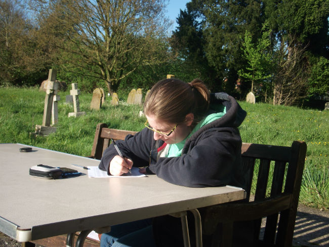 Ruthie in deep concentration as we prepare to judge.