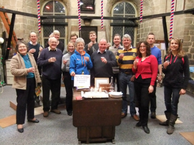 The Norman Tower ringers celebrate.