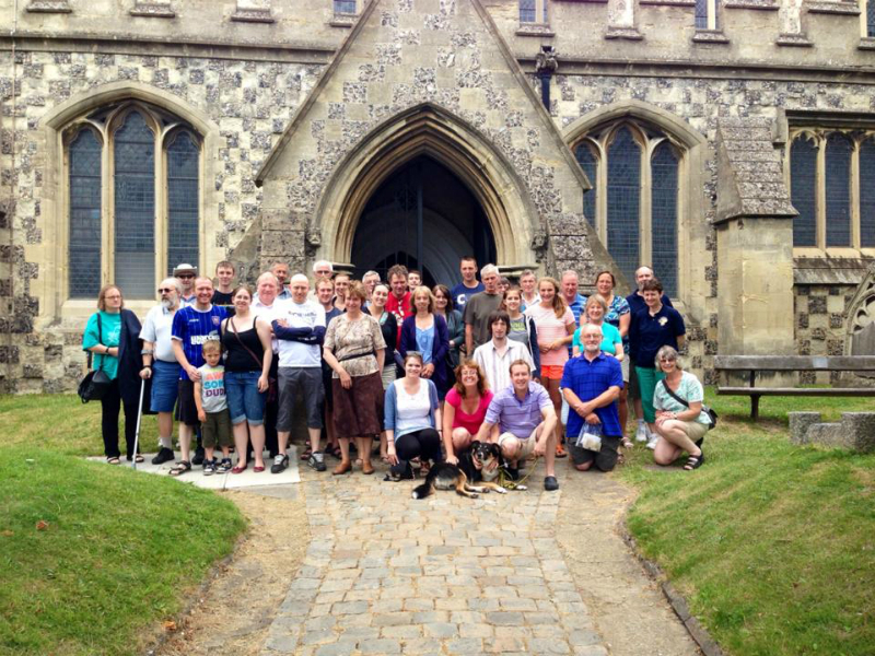 Just some of the Rambling Ringers on tour outside Houghton Regis.