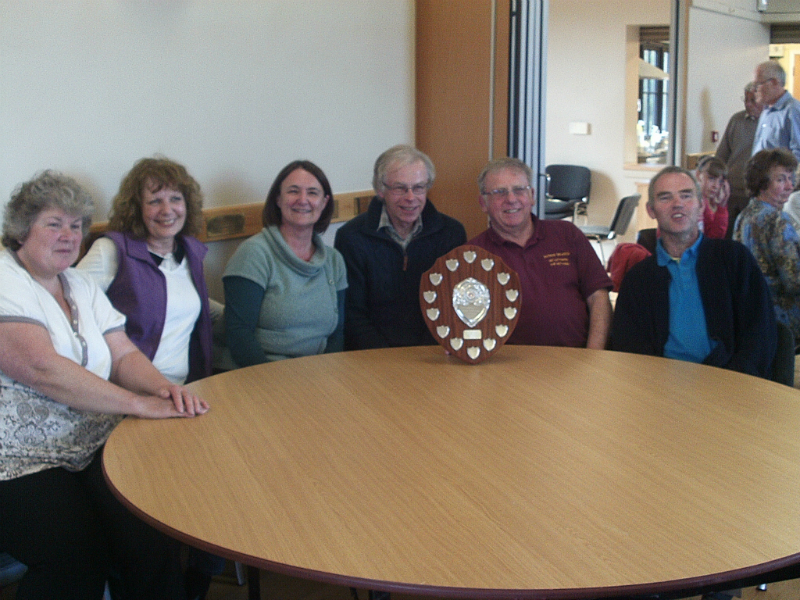  The winning Hollesley team - l to r; Jane Harper, Jenny Lloyd, Anne Buswell, Fred Stentiford, Peter Harper & Sam Shannon.