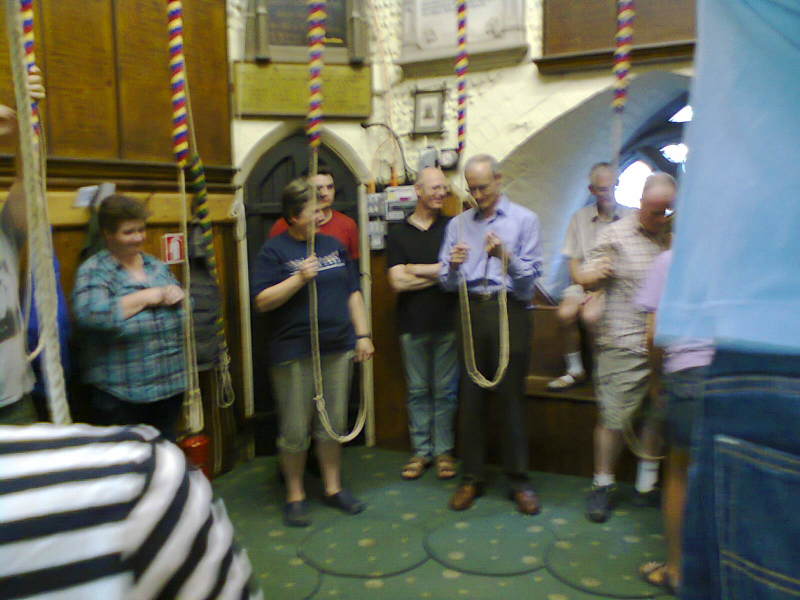  A crowded St Mary-le-Tower belfry.