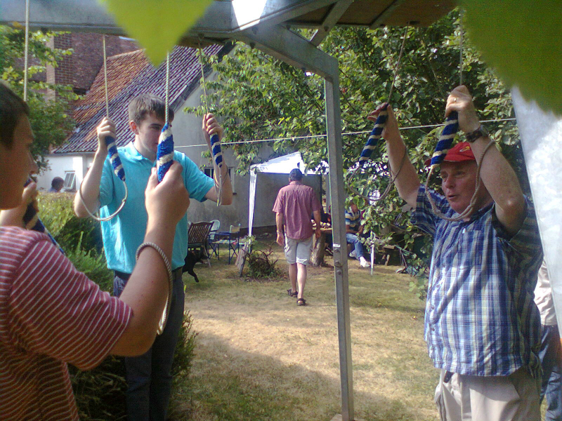 Robert Beavis, Alex Tatlow and Jed Flatters attempt Plain Hunt on Six on the Vestey Ring double-handed.