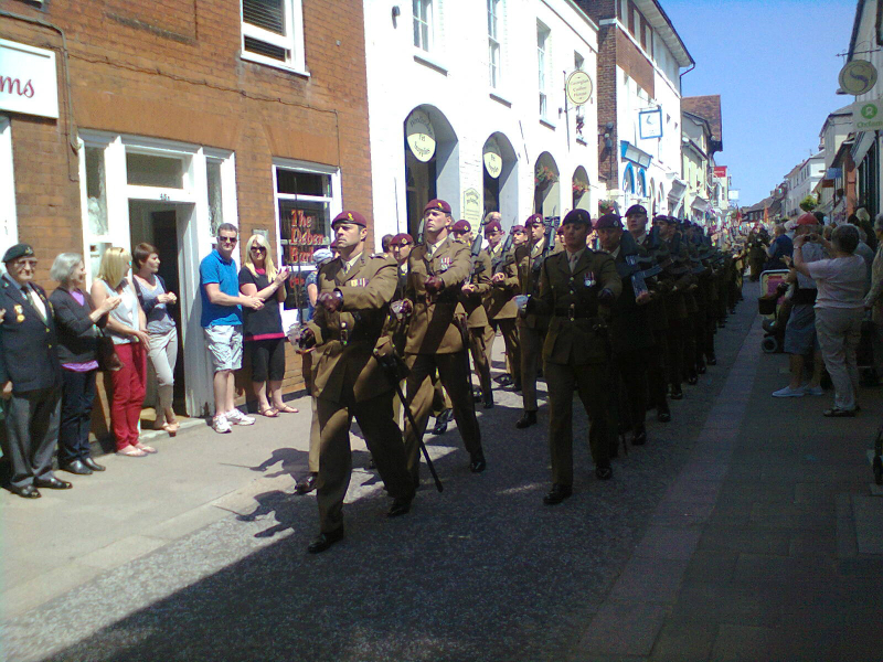  23rd Engineer Regiment (Air Assault) march down The Thoroughfare in Woodbridge.