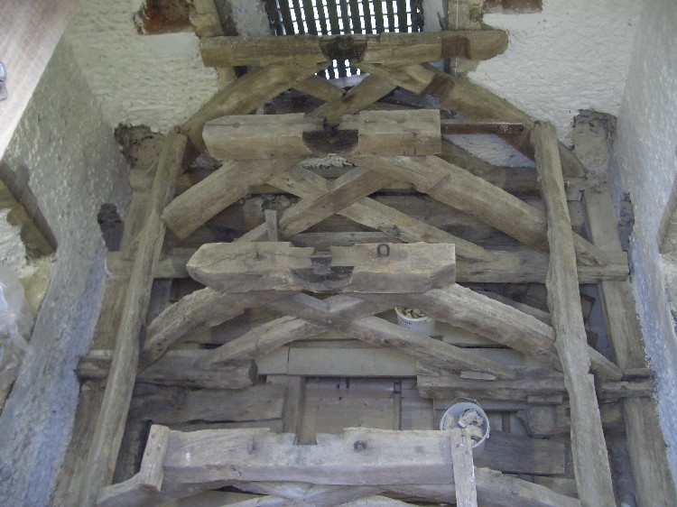 Photo of medieval bell frame, Parham